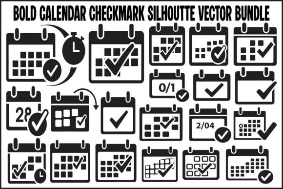 Bold Calendar Checkmark Silhouette: A Versatile Design Solution
