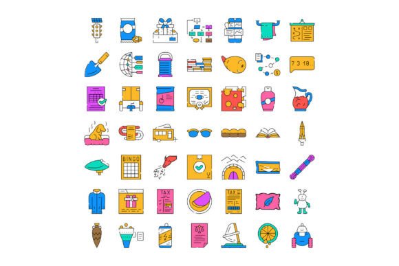 Collection of Various Colorful Universal Icons