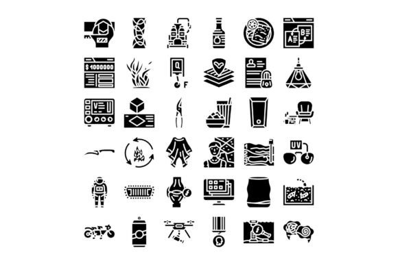 Collection of Various Modern Glyph Icons