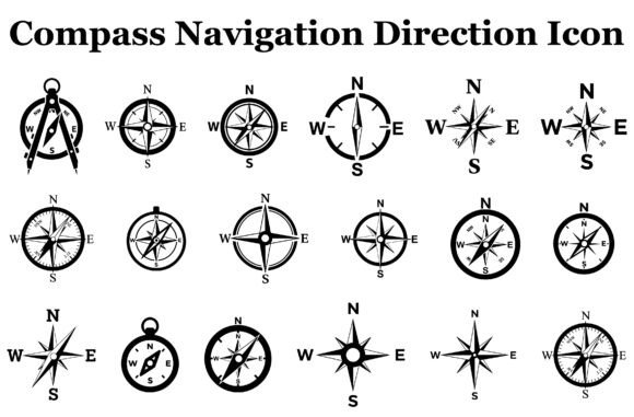Compass Navigation Direction Icon Bundle