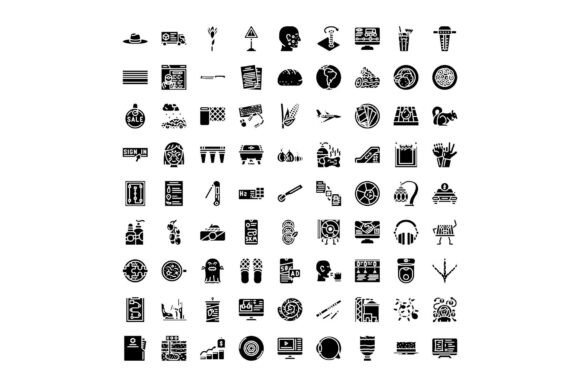 Diverse Black and White Icon Set Represe