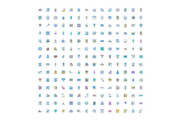 Diverse Collection of Colorful Flat Line