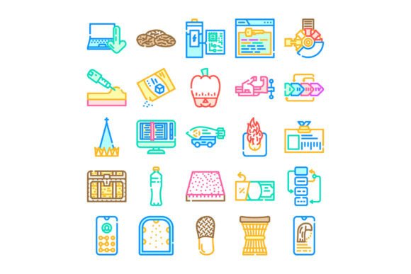 Diverse Collection of Colorful Line Art