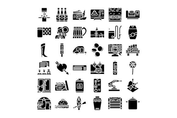 Diverse Icon Set Representing Various Ob