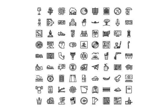 Diverse Line Art Icons Collection Repres