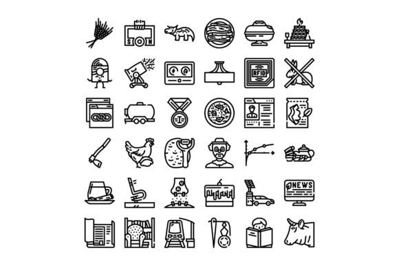 Diverse Line Icons Collection Illustrati
