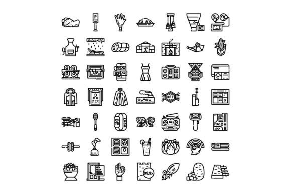 Diverse Outline Icons Representing Business