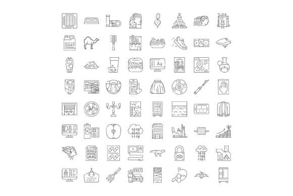 Diverse Set of Line Icons Communicating