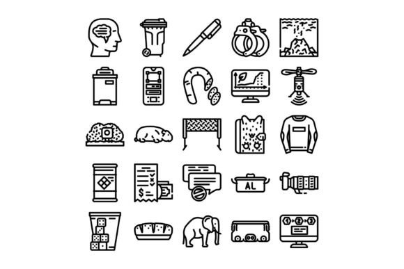 Diverse Set of Line Icons for Various Co