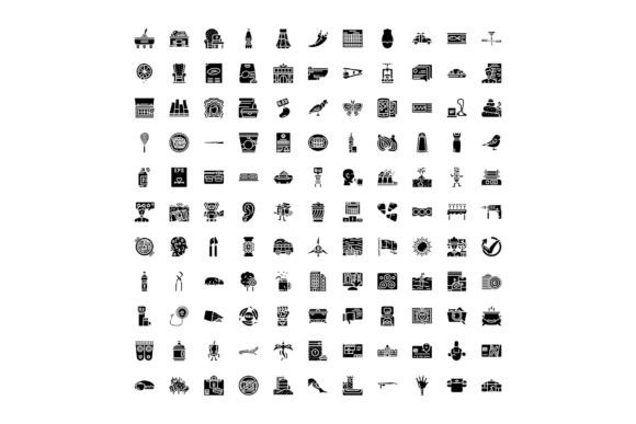 Diverse Solid Glyph Icons and Infographi