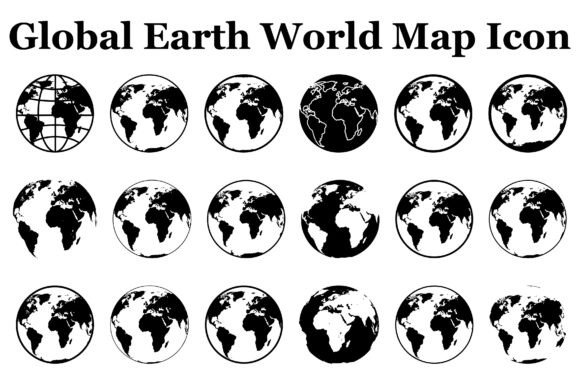 Global Earth World Map Icon Bundle