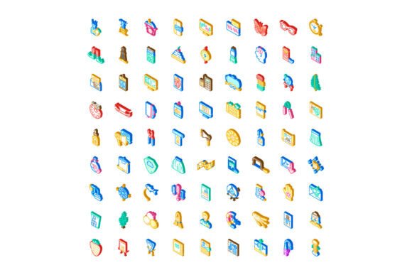 Isometric Colorful Symbols and Diverse O: A Modern 3D Icon Set for Business and Design