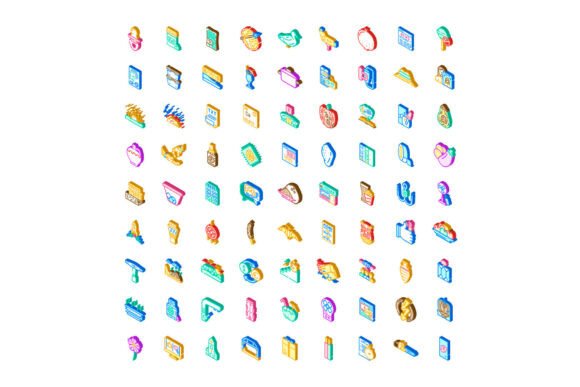 Isometric Icon Collection Representing B