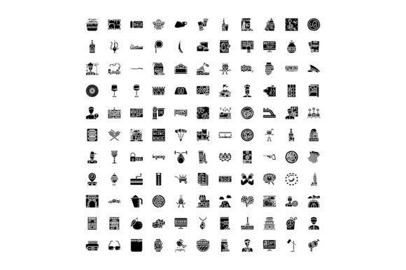 Large Collection of Diverse Glyph Icons