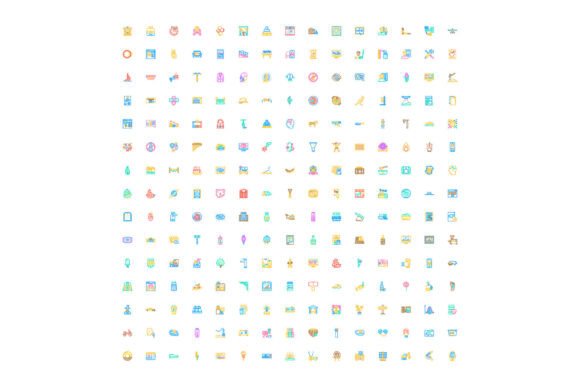 Large Set of Diverse Outline Style Flat