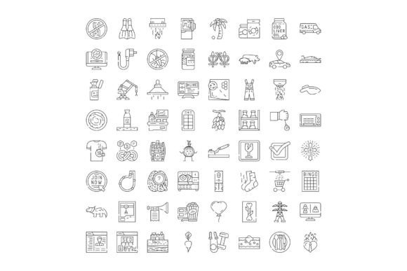 Outline Icons Representing Various Business Sectors: A Modern Design Solution for Diverse Industries
