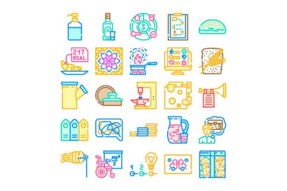 Variety of Abstract Concept Line Icons C